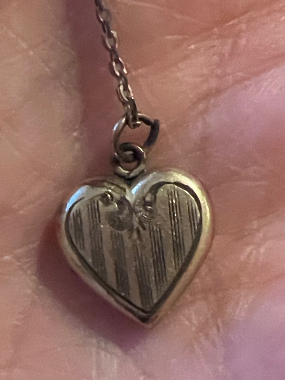 Antique Heart locket pendant & necklace gold over sterling